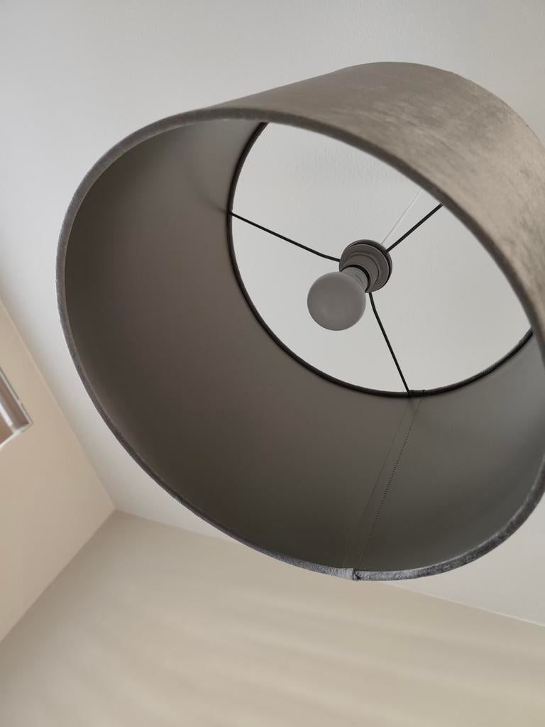 2 taupe velvet hanglampen - Zo goed als nieuw, Ophalen, Zo goed als nieuw, Modern, Velvet