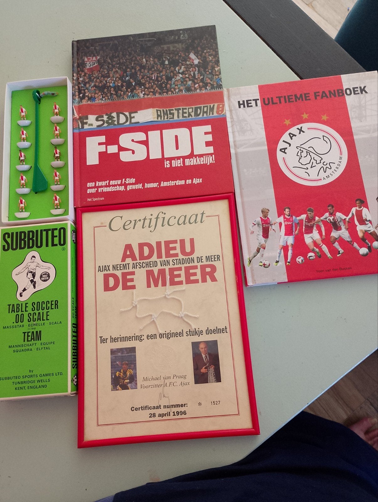 Ajax Collectie: Boeken, Certificaat De Meer & Subbuteo, Ophalen of Verzenden, Gebruikt, Ajax, Overige typen