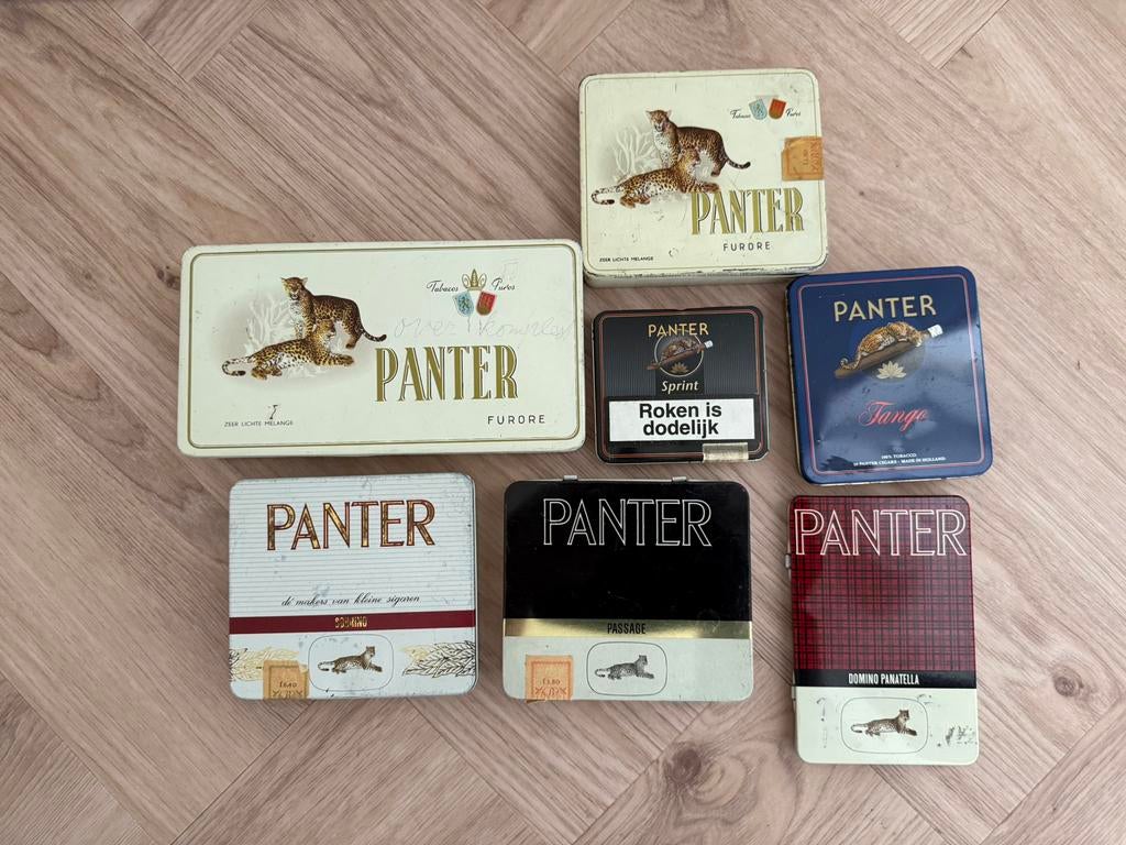 Panter sigarenblikjes, Ophalen of Verzenden, Gebruikt, Tabaksdoos of Verpakking
