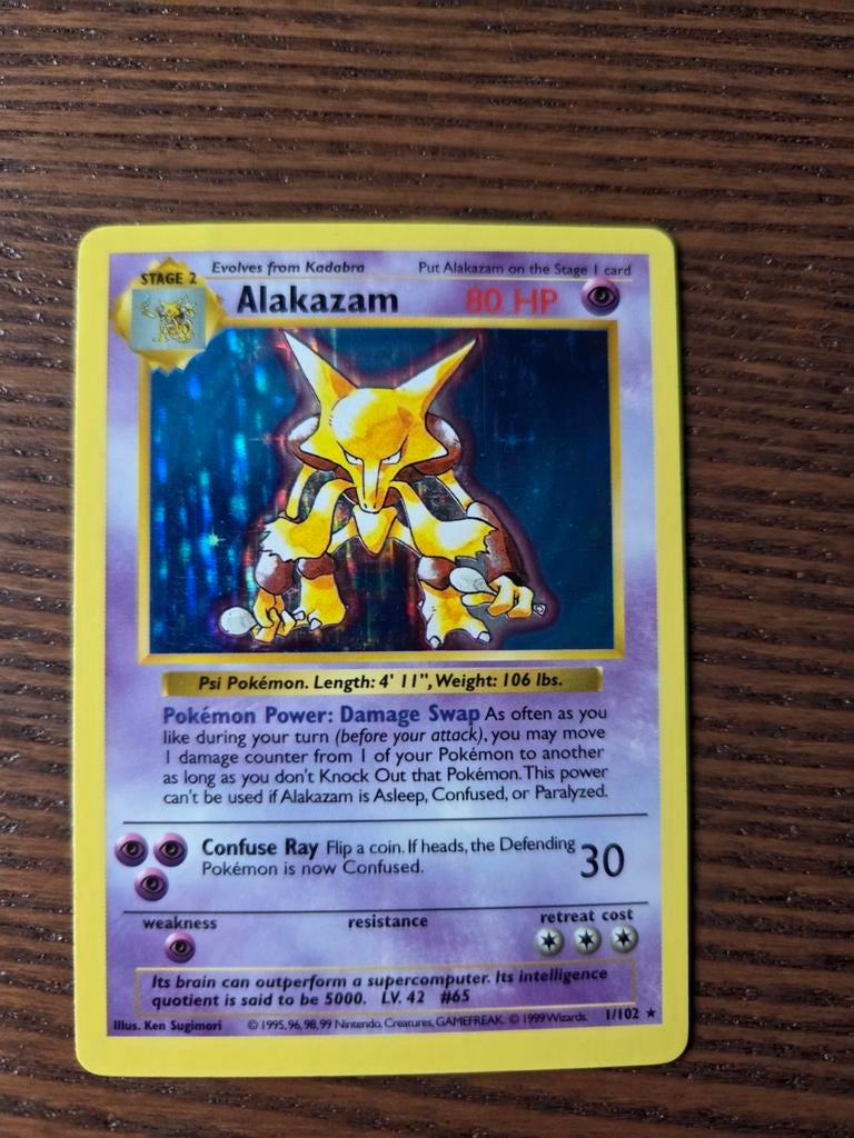Alakazam base set Shadowless, Ophalen of Verzenden, Zo goed als nieuw