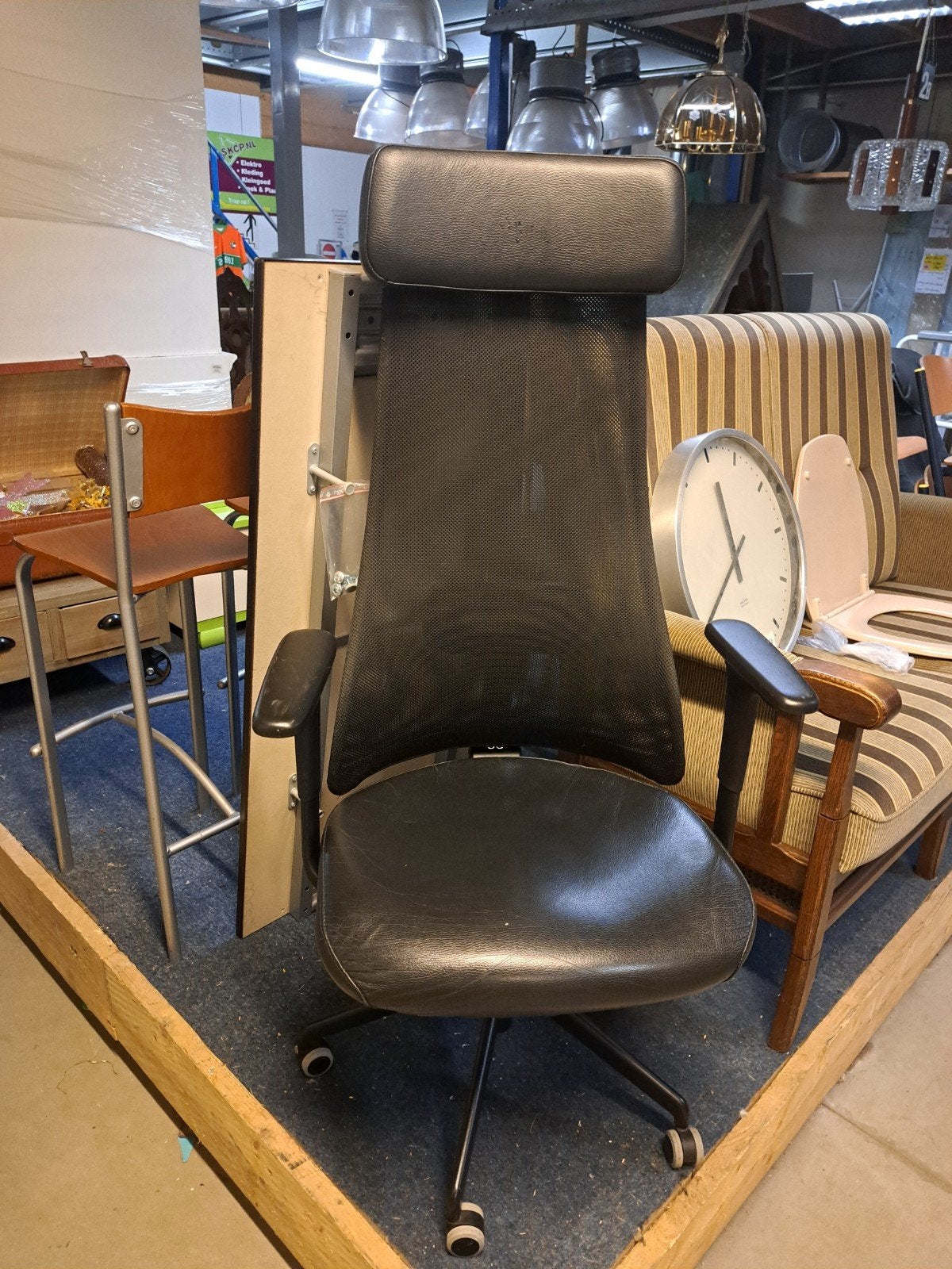 Leuke leder buro stoel (artikel nr. 10), Ophalen, Zwart