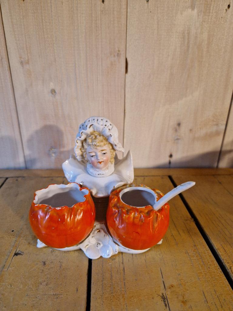 biscuit porseleinen zout en kruiden stelletje, Antiek en Kunst, Ophalen of Verzenden