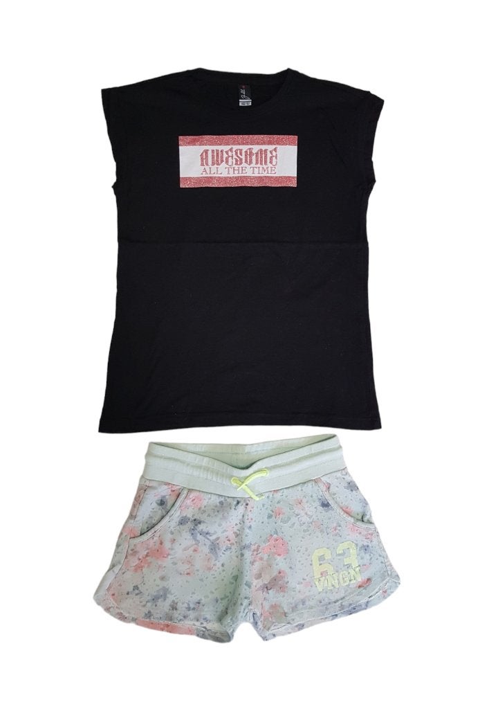 Leuk zwart meisjes shirt AWESOME van JILL maat 146-152., Kinderen en Baby's, Kinderkleding | Maat 146, Zo goed als nieuw, Shirt of Longsleeve