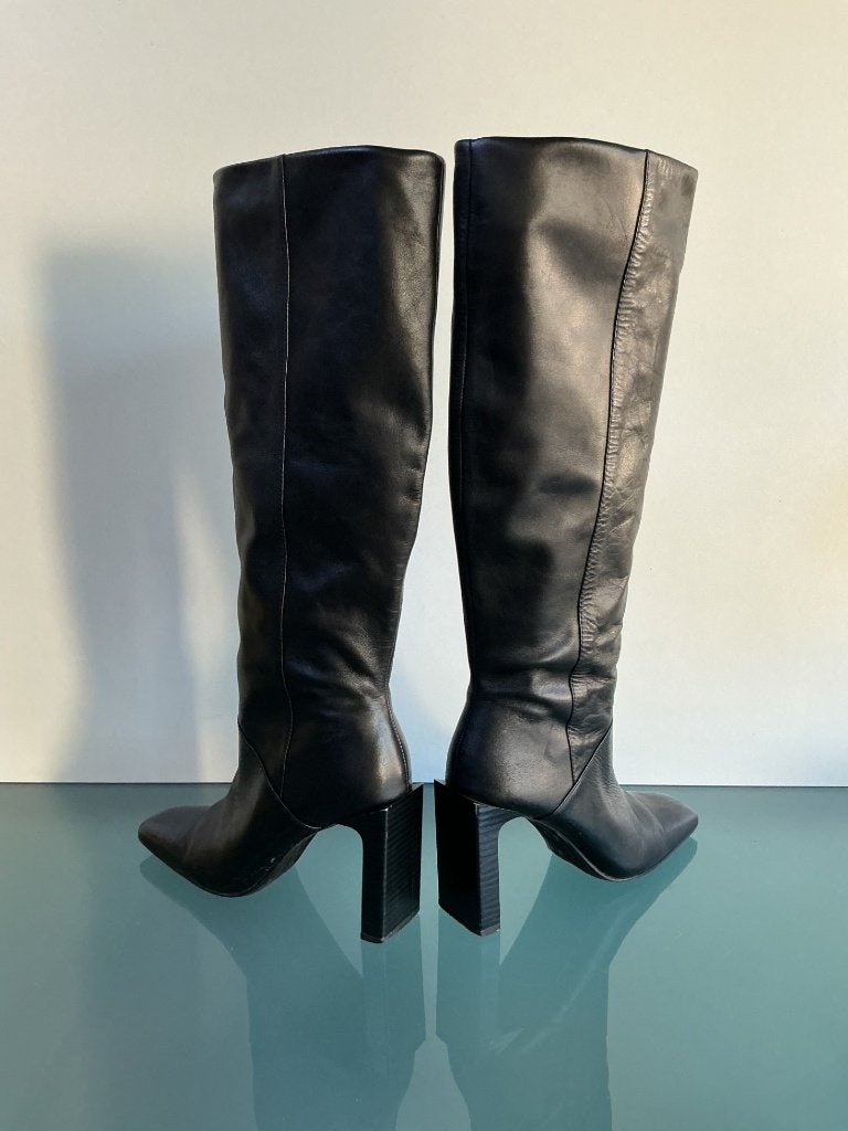 Leren Retro vintage zwarte laarzen 39 | Gratis verzenden, Hoge laarzen, Verzenden, Zwart, Zo goed als nieuw