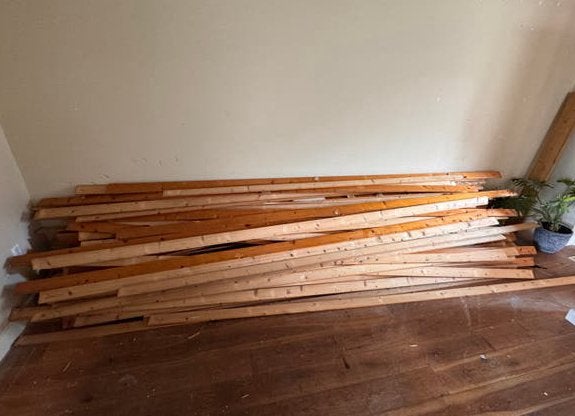 Grenen schrootjes, ca. 30 m2, niet spijkervrij, Ophalen, Gebruikt, Minder dan 25 mm, Grenen