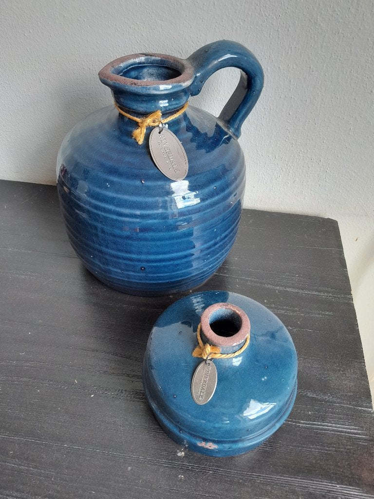 Riverdale vaas/kruik, Gebruikt, Blauw, Aardewerk of Porselein, Ophalen of Verzenden