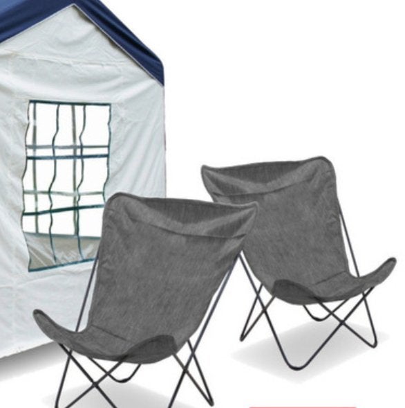 Tarrington house vlinderstoel set van 2 grijs, Ophalen of Verzenden, Gebruikt, Campingstoel