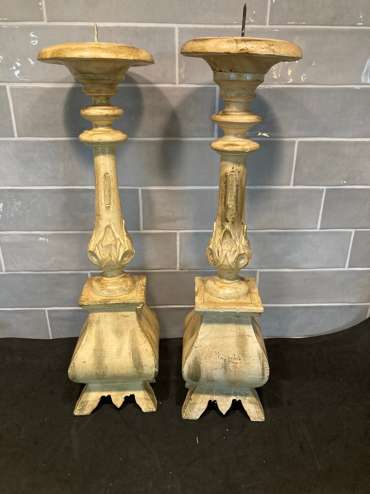 Set van 2 houten kandelaars (300326), Ophalen of Verzenden, Overige materialen