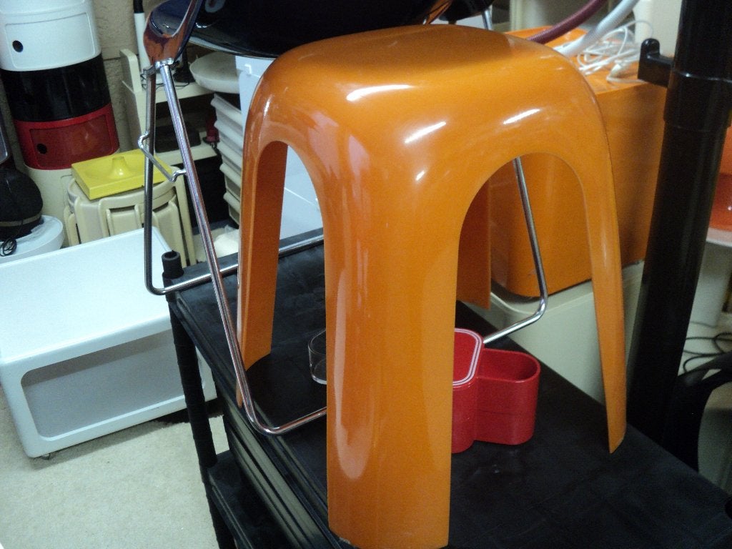 oranje glasfiber kruk bijzettafeltje space age design retro, Kunststof, Gebruikt, ?, ?