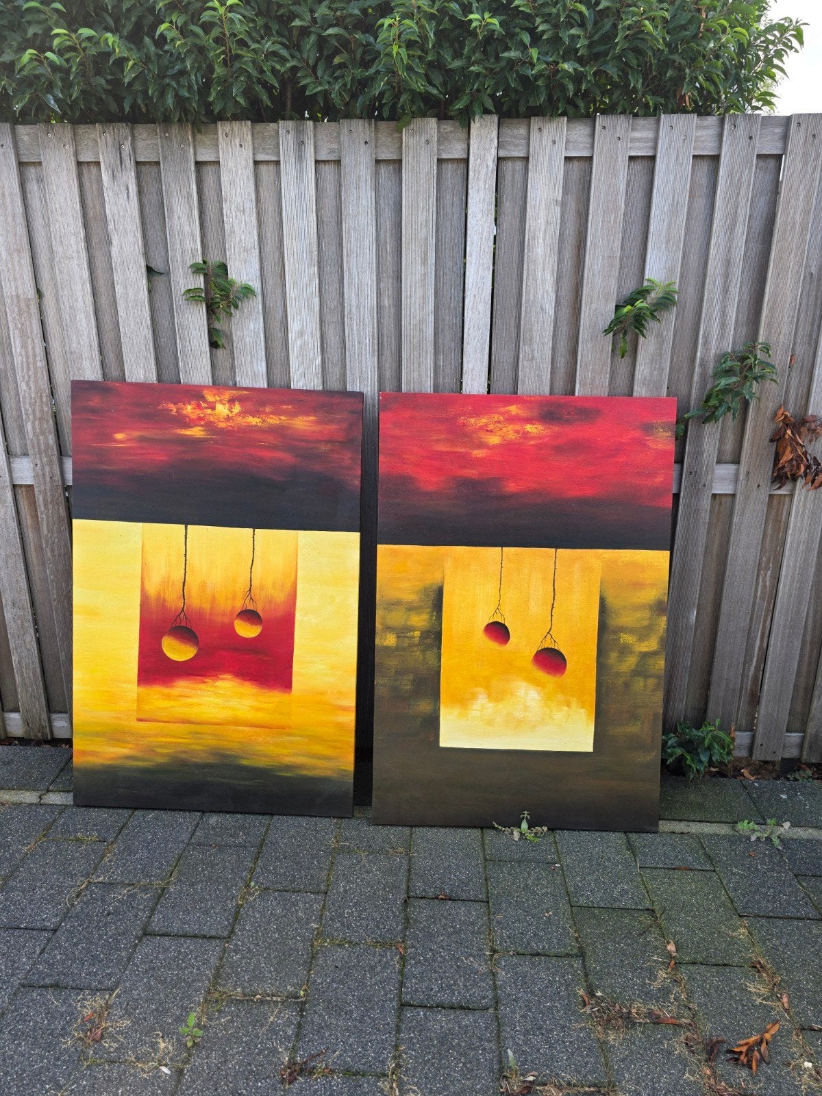 Abstracte schilderijen op canvas, Ophalen