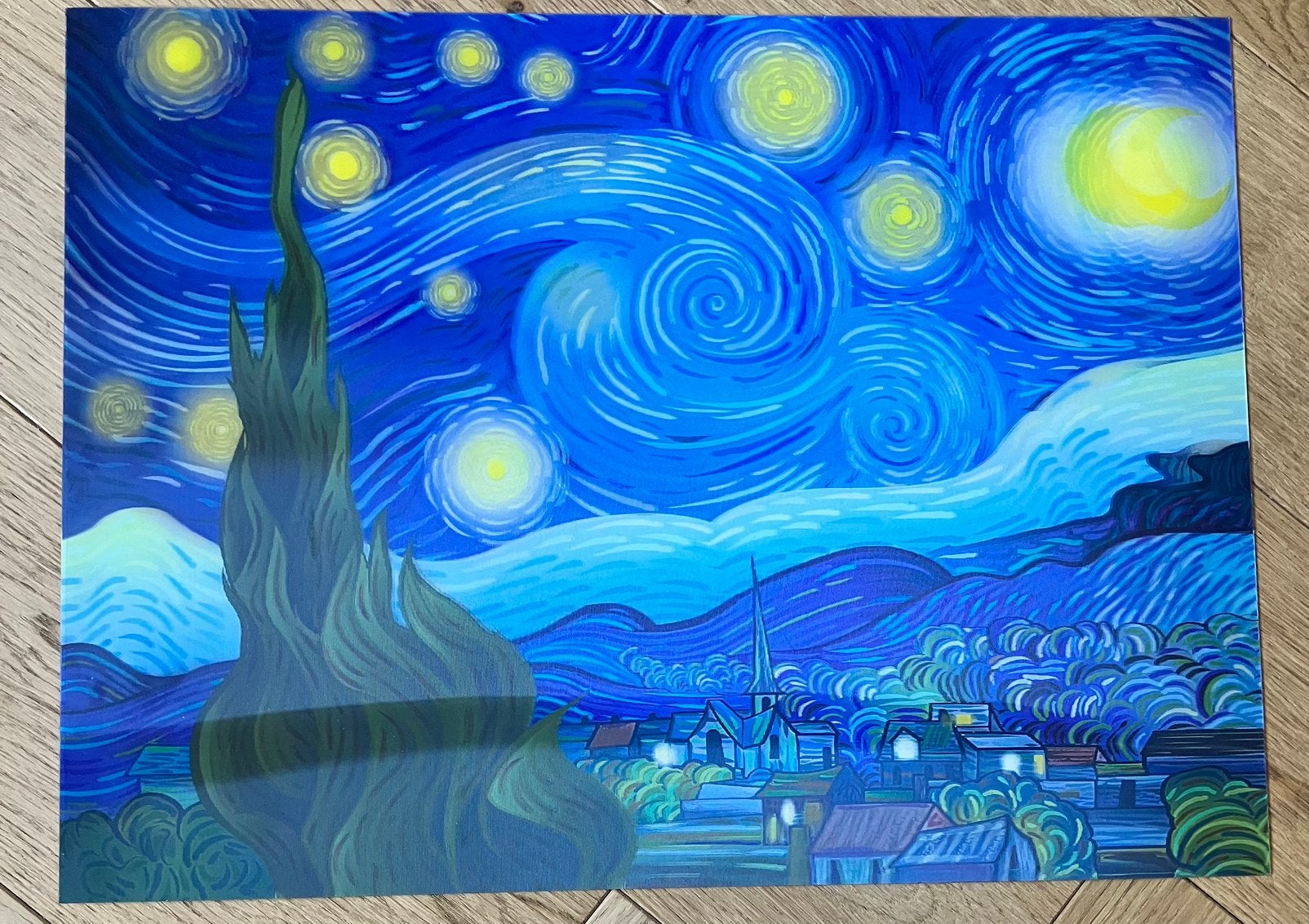 Vincent van Gogh wall art 3D print Sterrennacht Starry Night, Antiek en Kunst, Ophalen of Verzenden