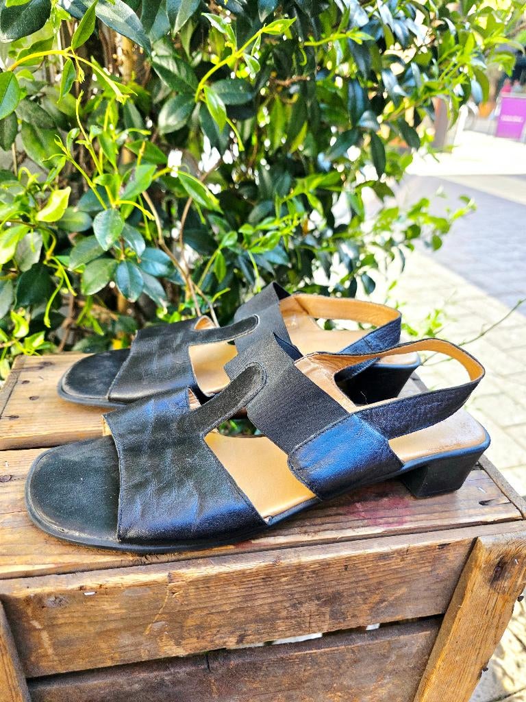 YatvaVintage:YV7770:Vintage 90s AEROSOLES Slingback Sandals, N/a, Zwart, EU, AEROSOLES