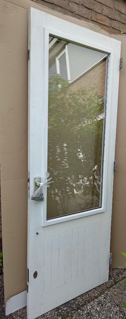 Hardhouten buitendeur met blank isolatieglas 78x207, Ophalen, Gebruikt, Minder dan 80 cm, Buitendeur