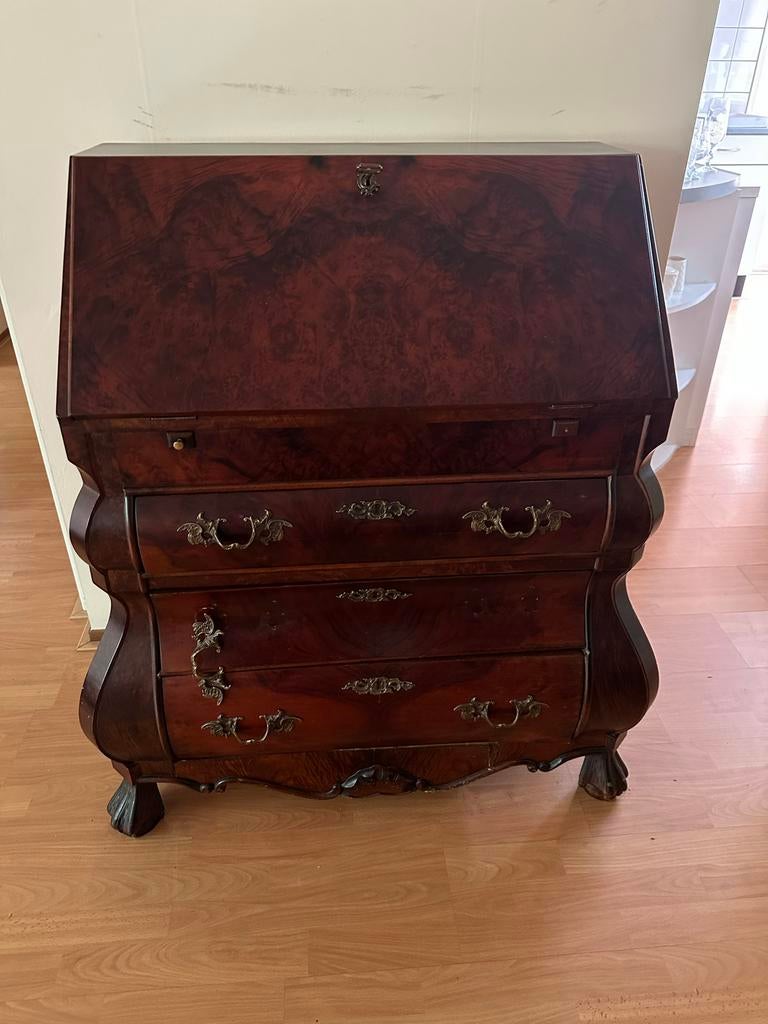 Antieke secretaire, wortelnoten, 80x114 cm, Ophalen of Verzenden, Gebruikt