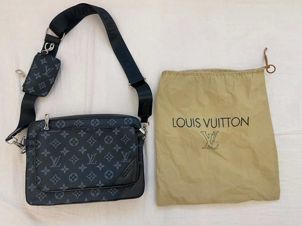 Louis vuitton trio messenger tas, Zwart, Nieuw, Leer, Ophalen
