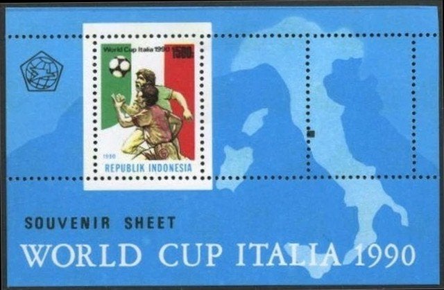 INDONESIË 1990 WK Voetbal Blokje, Michel: B-76, Postfris., Postzegels en Munten, Verzenden, Postfris, Sport
