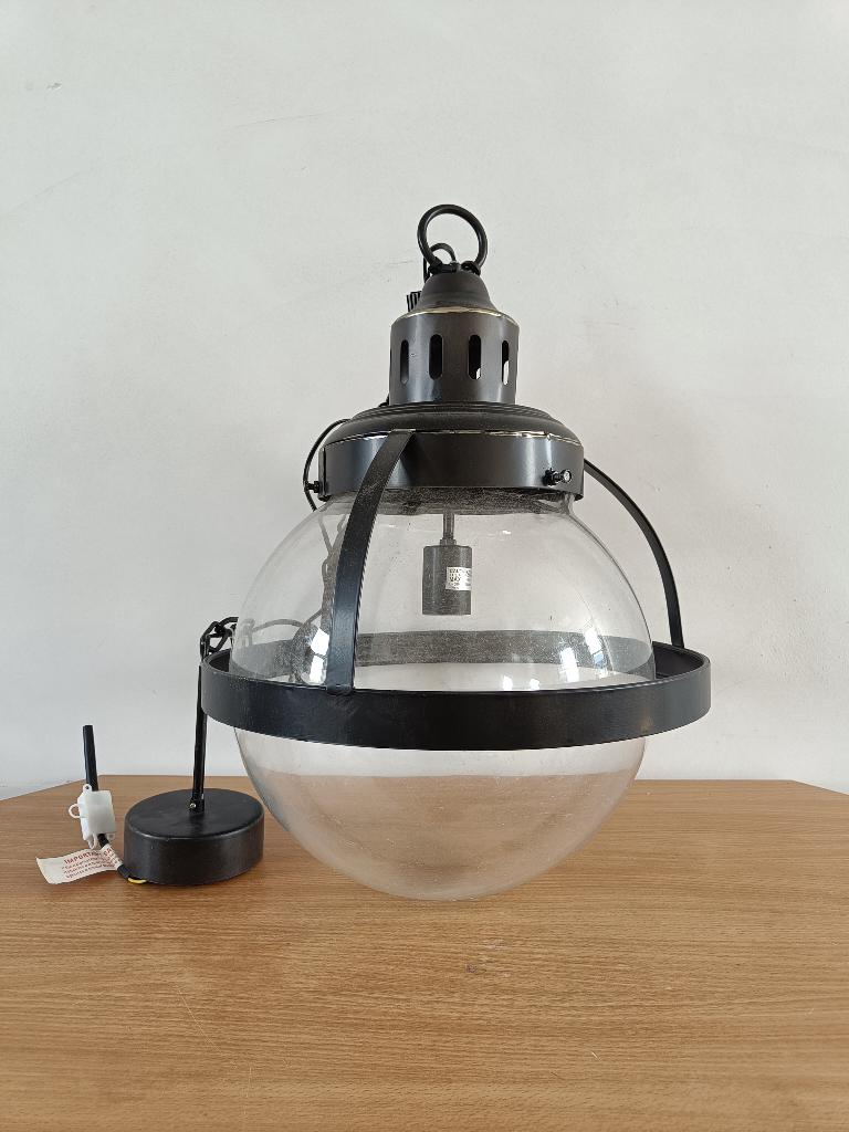 Riverdale Boston Hanglamp Metaal | Donkergrijs | 58 x 42 cm, Ophalen of Verzenden, Nieuw, Glas, Minder dan 50 cm