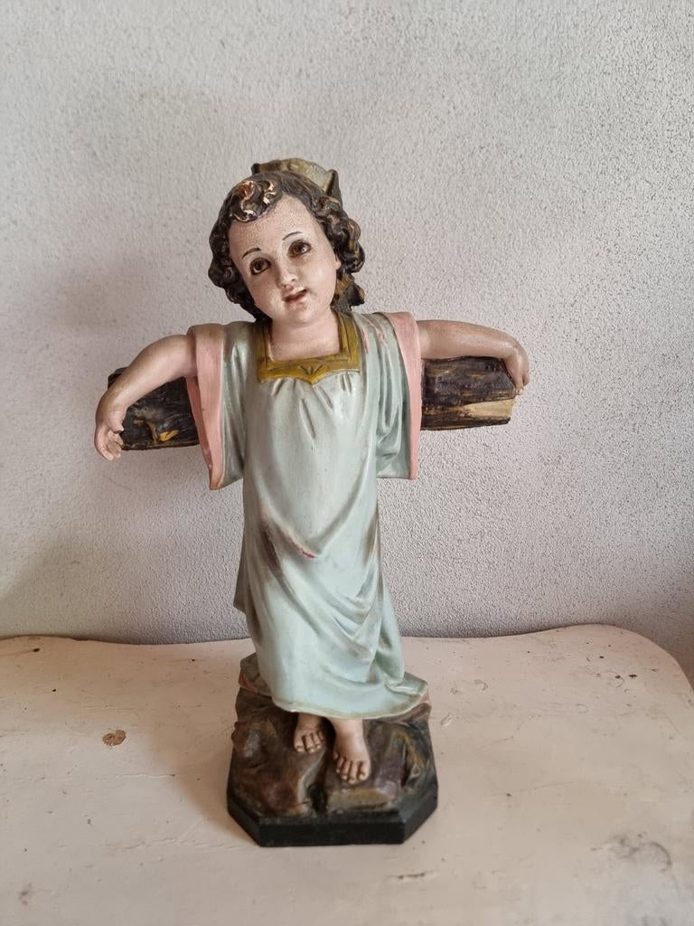 Oud heilig beeld kindje jezus aan kruis N67 * schapenweide, Ophalen of Verzenden