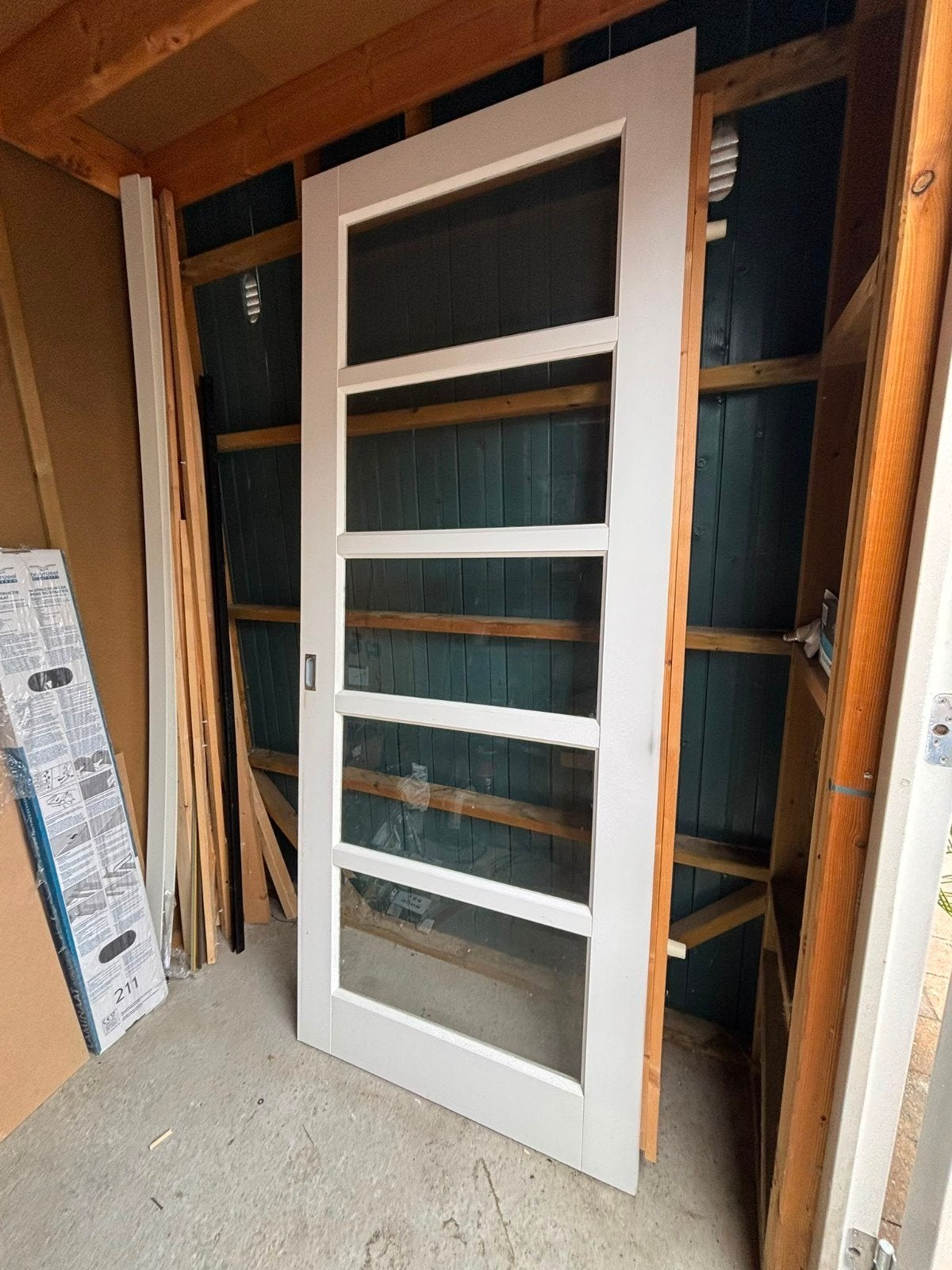 Schuifdeur (zonder systeem) 93 bij 231, Doe-het-zelf en Verbouw, Kozijnen en Schuifpuien, Deurkozijn, Inclusief glas, 225 cm of meer