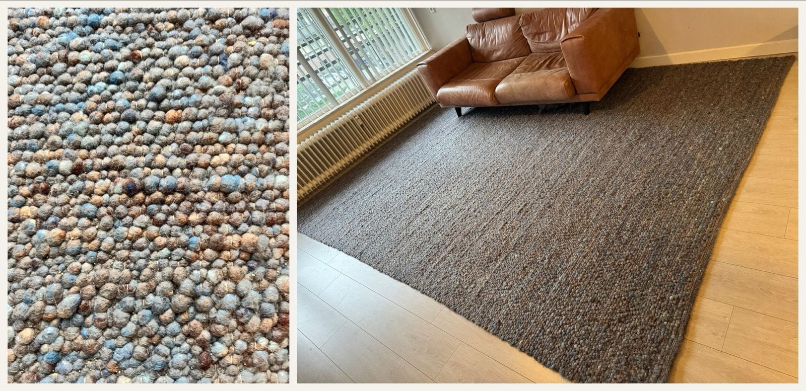 Perletta Karpet Pebbles - Handgeweven Nieuw-Zeelandse wol, Ophalen, Gebruikt, Blauw, 200 cm of meer