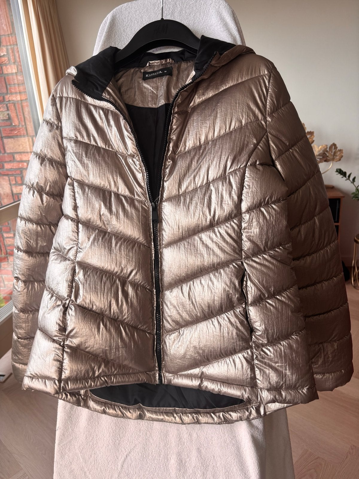 Warme Brons/Goud Metallic Jas Maat M, Kleding | Dames, Ophalen of Verzenden, Zo goed als nieuw, Maat 38/40 (M), Goud