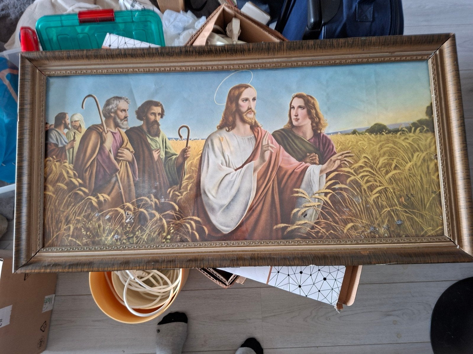 Schilderij in lijst bijbels, Ophalen, Portret of Personen, Overige technieken, Achter glas