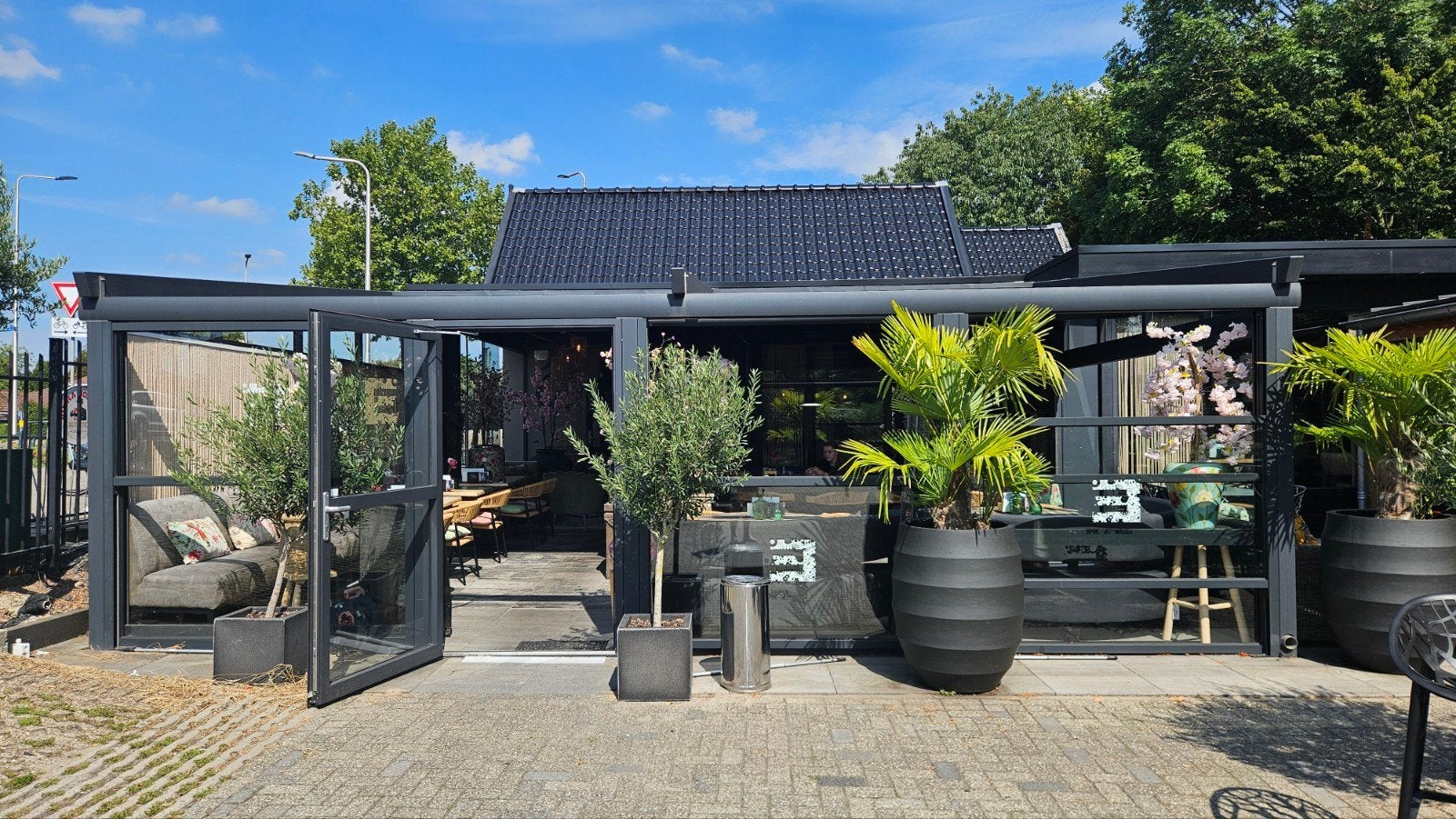 Complete (horeca) serre met electisch schuifdak, Ophalen
