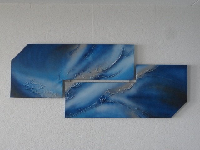 " Blue " Acryl 2 luik, creatie van Jacky Phoenix, Ophalen of Verzenden, Gesigneerd, Acrylverf, Overig onderwerp