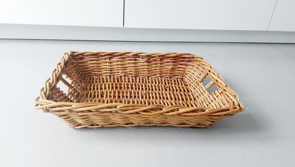 Grote rieten mand rechthoekig 45x34x8 cm - opbergmand, Mand, Ophalen of Verzenden, Zo goed als nieuw, Riet