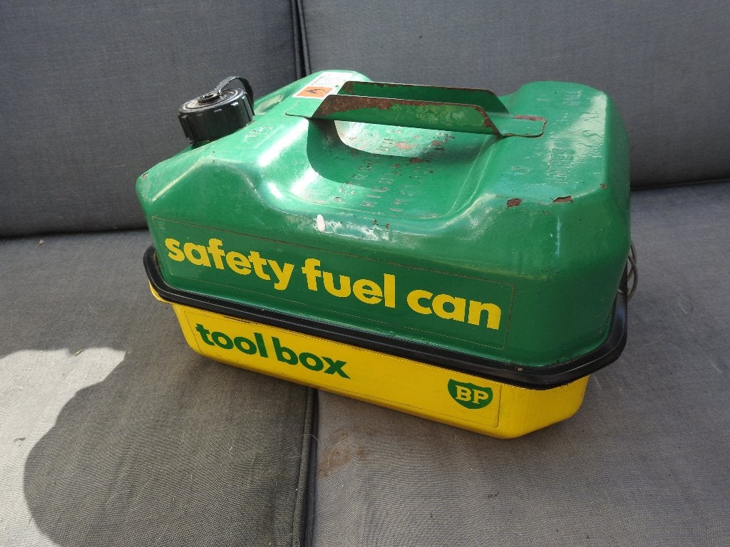 BP Benzine Safety Fuel can Toolbox, Ophalen of Verzenden, Gebruikt