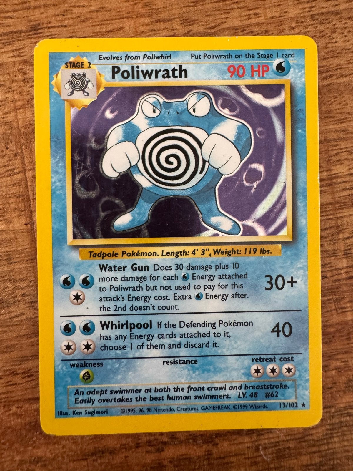 Poliwrath Pokémon kaart 13/102 Base Set 1999, Ophalen of Verzenden, Losse kaart