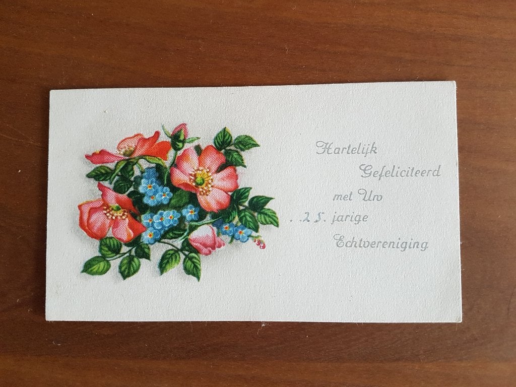 Ansicht Hartelijk Gefeliciteerd 25 jarige Echtvereniging, Ophalen of Verzenden, 1940 tot 1960, Gelopen
