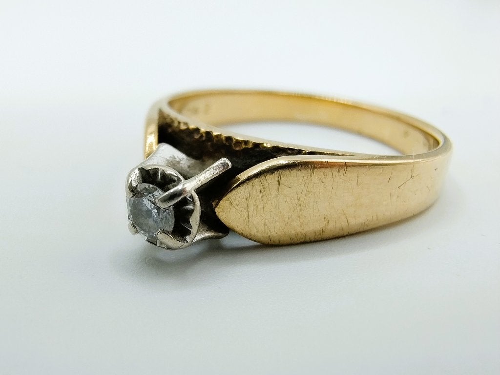 Gouden solitair ring met diamant, 0,07 ct, 17 mm, Gebruikt, Info@zilverwebsite.nl, Verzenden, 17 tot 18