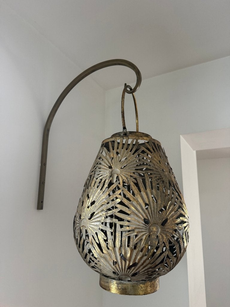Decoratieve metalen wandlantaarn - goud/brons, Ophalen, Gebruikt, Overige materialen, Oosters