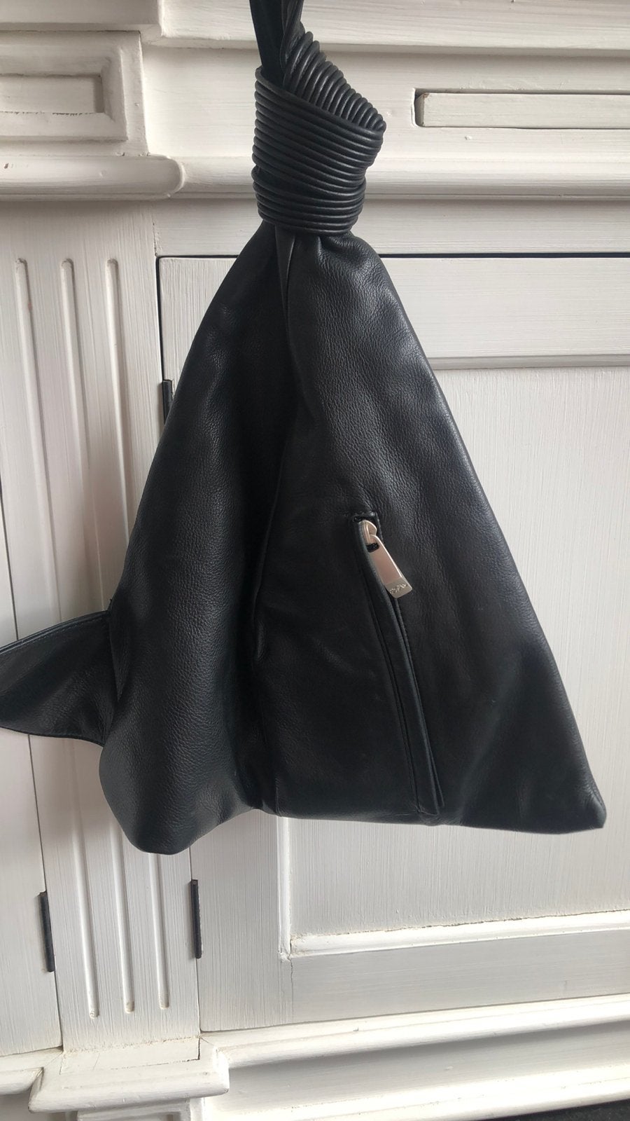 RENATO ANGI zwart echt lederen schoudertas tas, Sieraden, Tassen en Uiterlijk, Ophalen of Verzenden, Gebruikt, Zwart, Schoudertasje