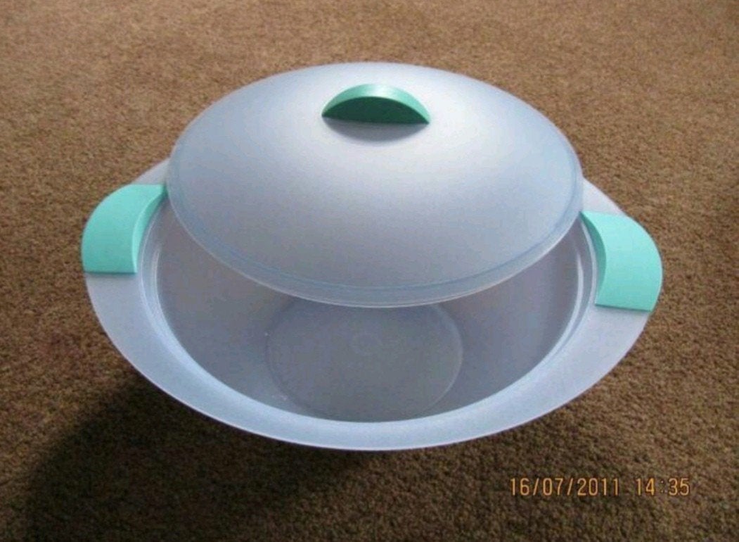 Tupperware trendy serveer combi met deksel 4,5 lt., Ophalen of Verzenden, Zo goed als nieuw, Blauw, Schaal