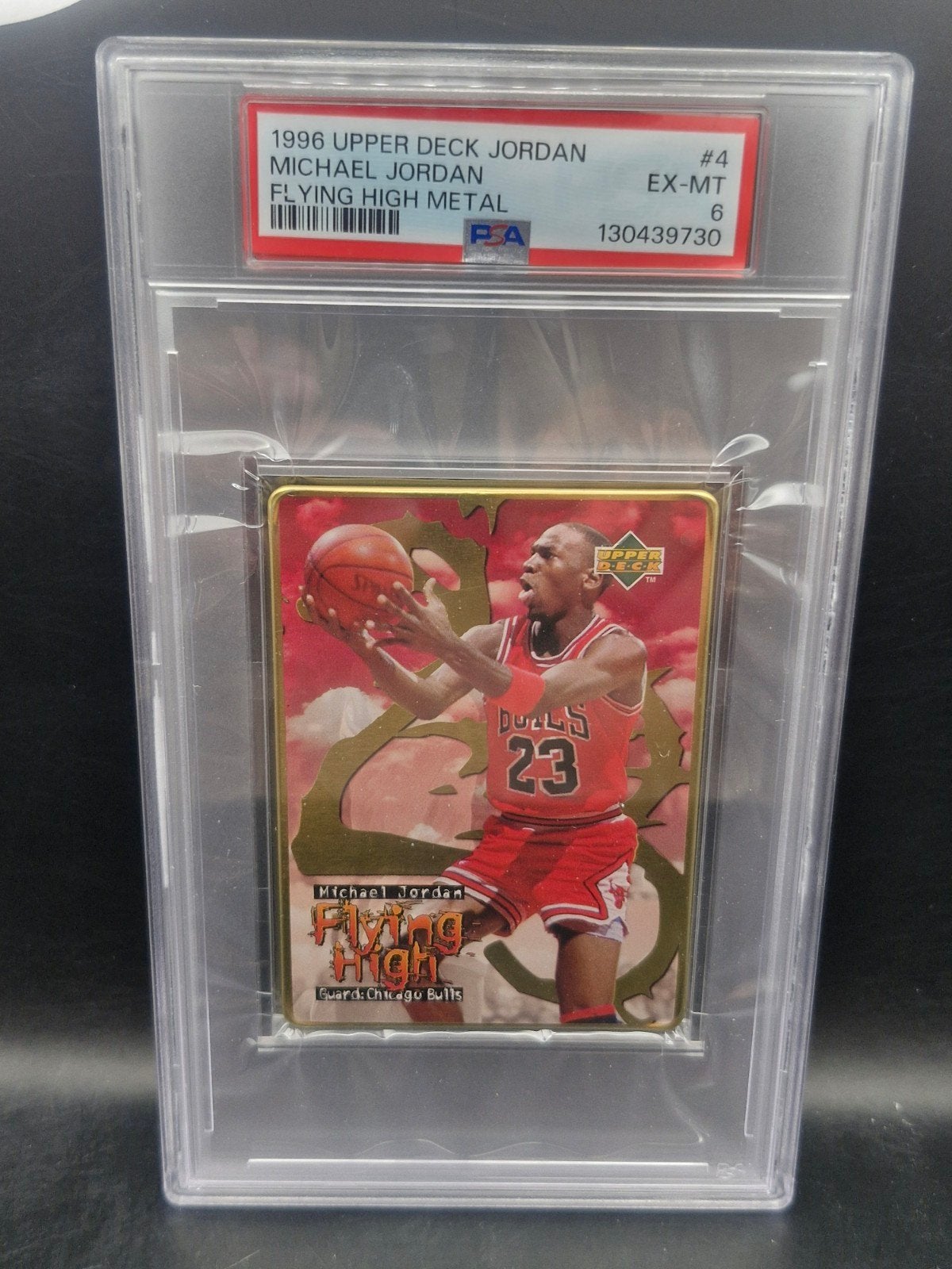 Michael Jordan 1996 flying high metal #4 PSA 6, Verzenden, Zo goed als nieuw, Losse kaart