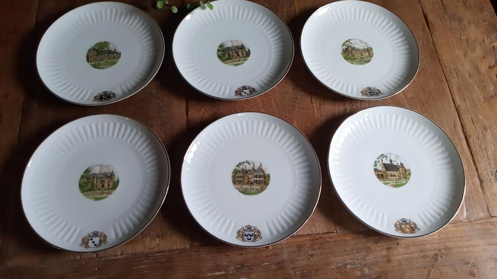 borden met afbeeldingen van Nederlandse kastelen 6x, Antiek en Kunst, Ophalen of Verzenden