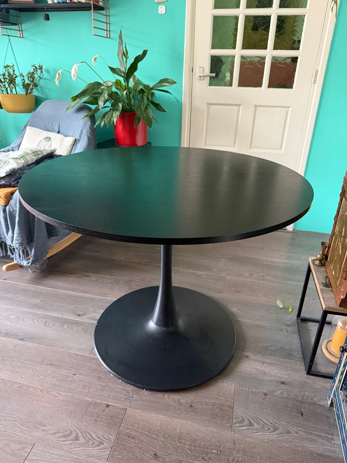 Zwarte Ronde Eettafel - Gebruikt, Ophalen, Gebruikt, 50 tot 100 cm, Rond