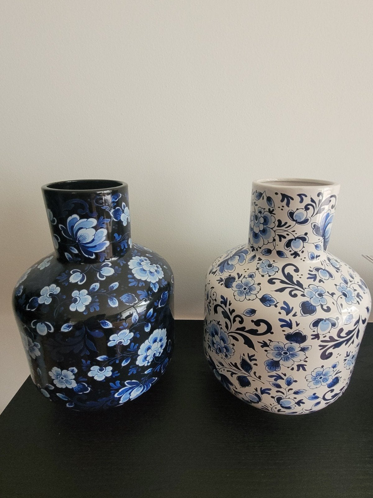 Set van 2 Heinen Delfts Blauw vazen, nieuwstaat, Antiek en Kunst, Ophalen