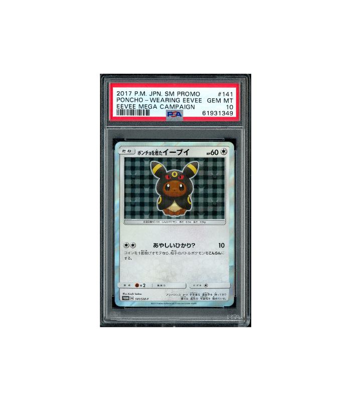 Pokemon Poncho-wearing Eevee #141 PSA 10 - Small Chip, Ophalen of Verzenden, Zo goed als nieuw, Losse kaart, Foil