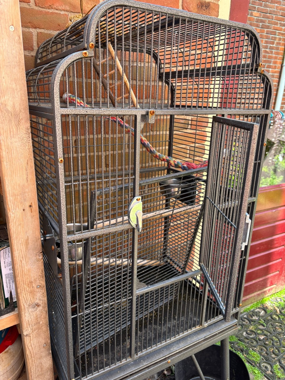 Stalen vogel kooi met open dak, moet weg!, Ophalen, Gebruikt, Metaal, Vogelkooi