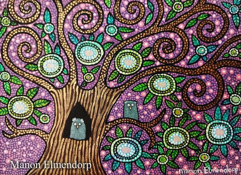 Uniek Handgeschilderd Schilderijtje "No PLace Like Home", Ophalen of Verzenden, Gelakt/vernis, Acrylverf, Dieren