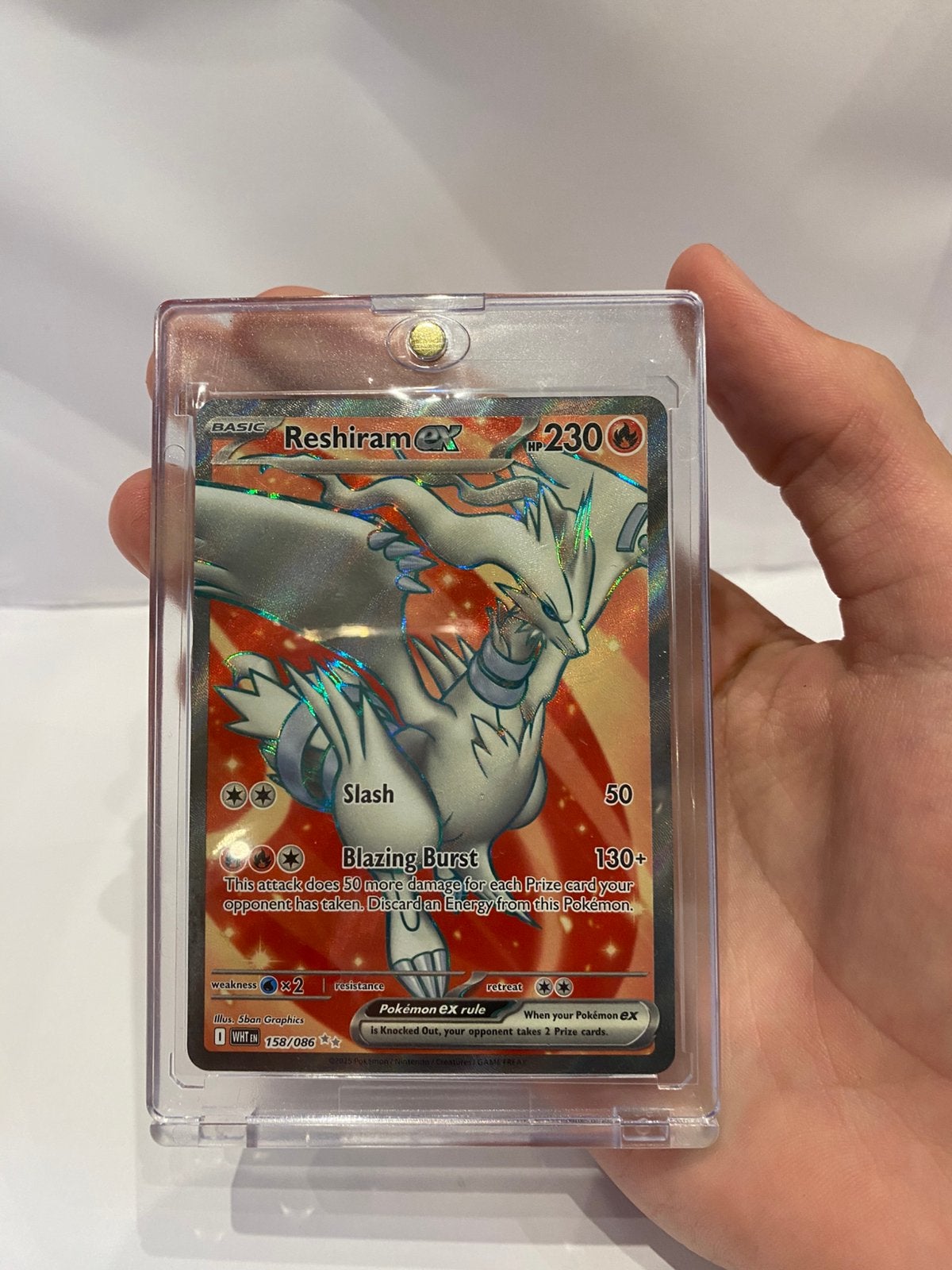 Reshiram EX 158/086, Hobby en Vrije tijd, Verzamelkaartspellen | Pokémon, Ophalen of Verzenden, Zo goed als nieuw, Losse kaart