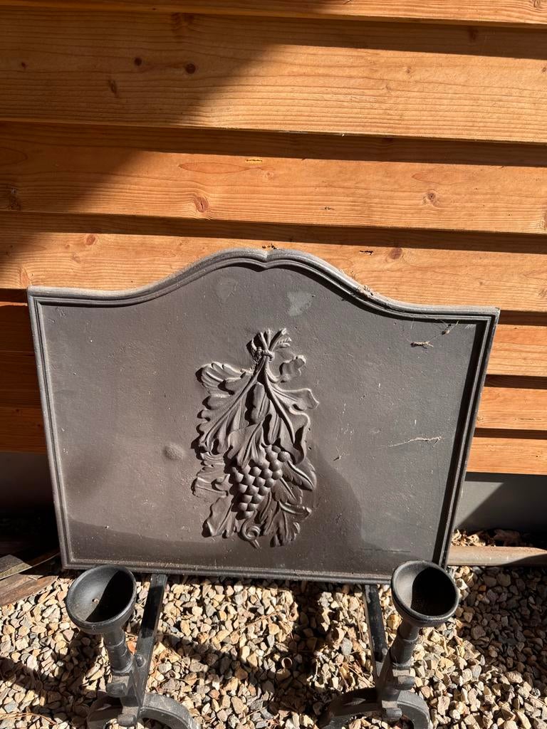 gietijzeren haardplaat met druivenmotief, Huis en Inrichting, Haarden, Gebruikt, Houthaard, Ophalen