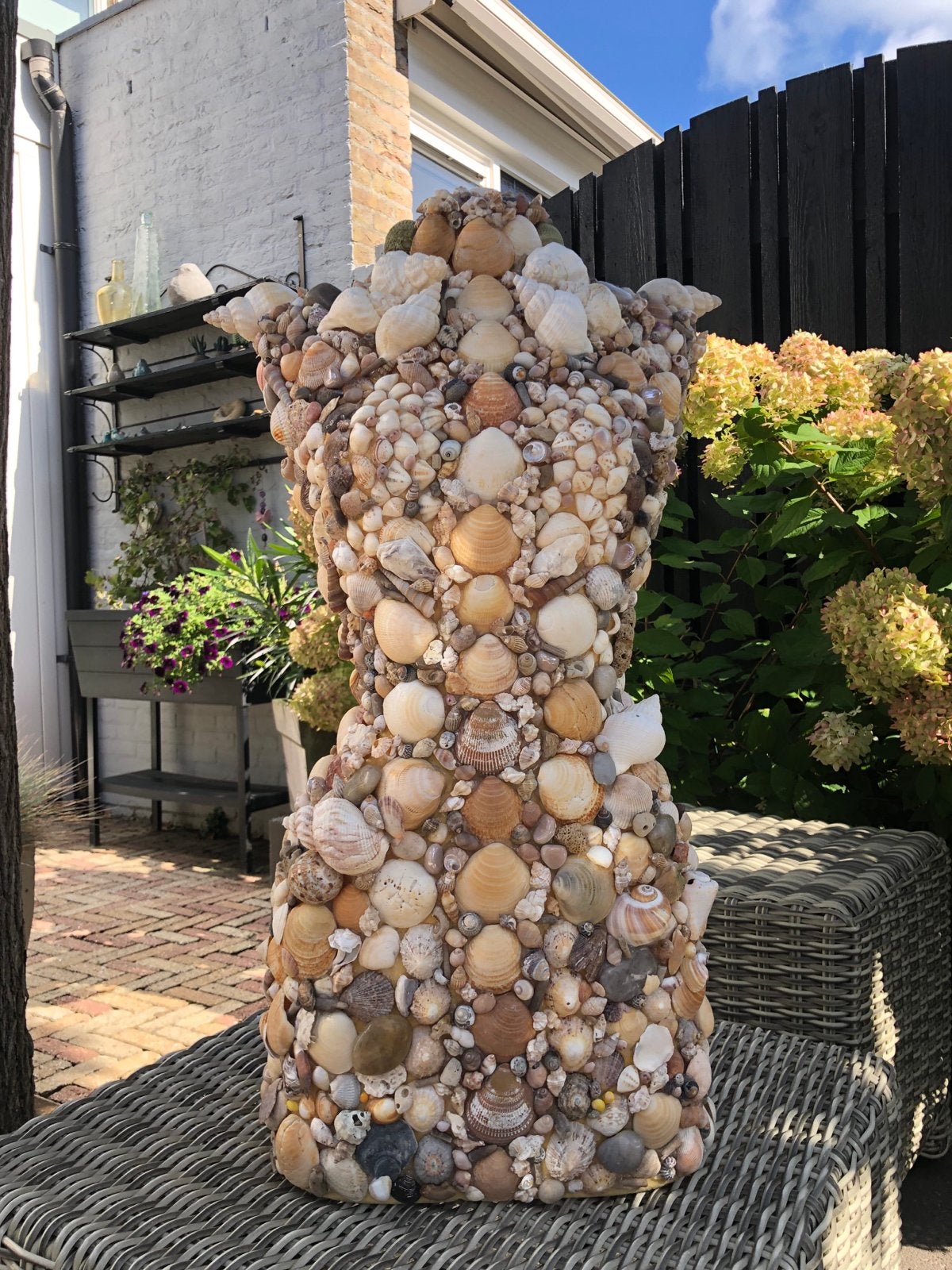 Unieke torso met schelpen mozaïek, Antiek en Kunst, Kunst | Beelden en Houtsnijwerken, Ophalen, Natuurlijk materiaal, Buste, 50 - 100 cm