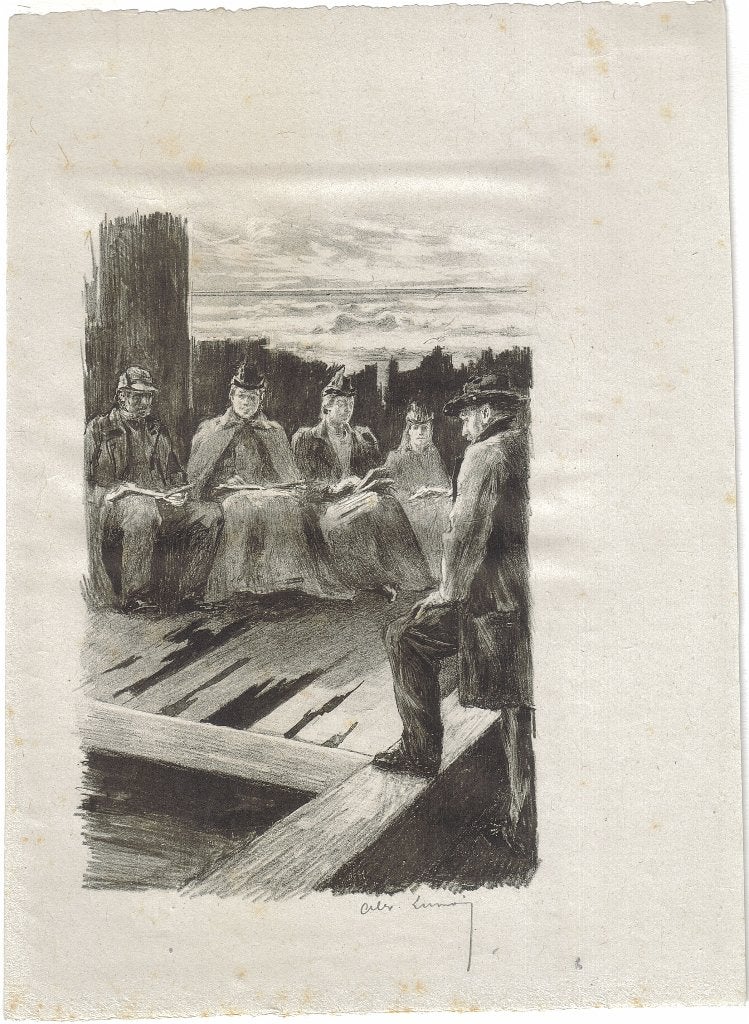 Alexandre Lunois "l'Épave de Guy de Maupassant", proefdruk, Antiek en Kunst, Ophalen, Lithografie, Portret en Figuren, Origineel