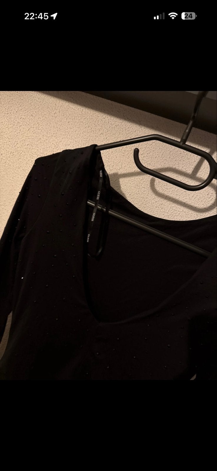 Zwarte Guess bodysuit met lange mouwen en steentjes, Maat 38/40 (M), Zwart, Ophalen of Verzenden, Zo goed als nieuw