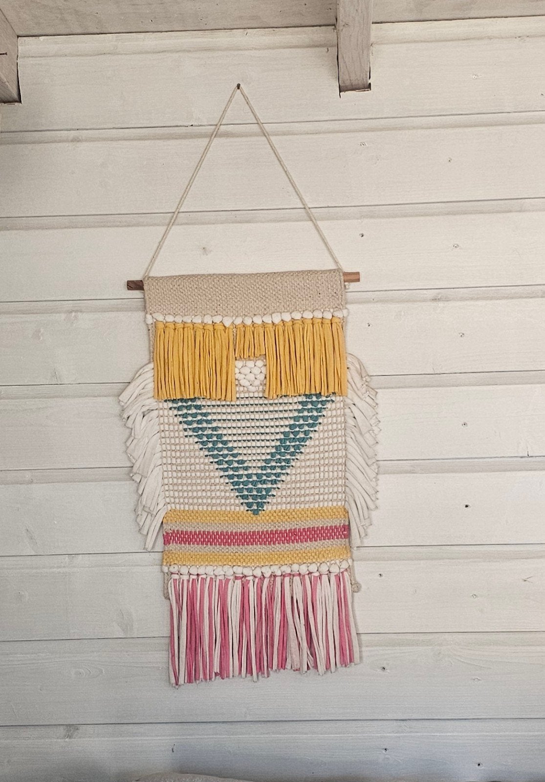 Boho Macrame Wandkleed - Wandtapijt geknoopt., Huis en Inrichting, Boho, Meerkleurig, Ophalen of Verzenden, Zo goed als nieuw