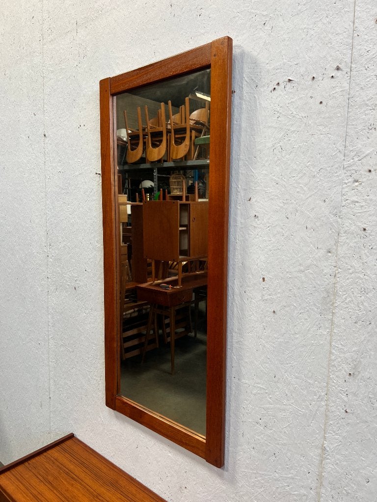Vintage teak spiegel, Miljo, Ab Nybrofabriken, Zweden 50's, Huis en Inrichting, Ophalen, Minder dan 50 cm, Gebruikt, 100 tot 150 cm